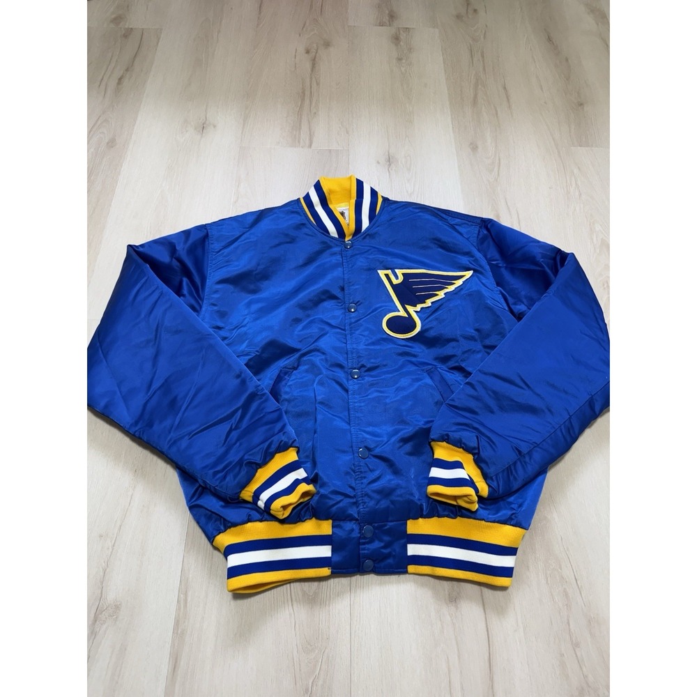 Vintage St. Louis Blues Starter Satin Bomber Jacket Men's Large NHL USA Blue